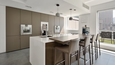 The SieMatic kitchen has been fully upgraded with Gaggenau appliances.