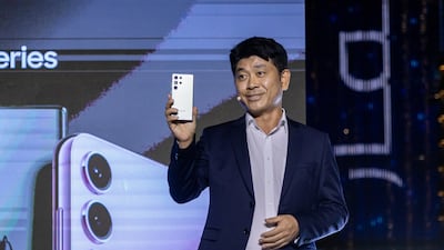 Doohee Lee, president of Samsung Gulf Electronics, at the UAE launch event of the Galaxy S23 series in Dubai on Wednesday. Photo: Samsung