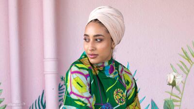 Modestwear model and activist Mariah Idrissi at Tania's Teahouse in Dubai. Leslie Pableo for The National