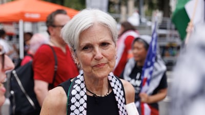 US Green Party presidential candidate Jill Stein at a protest against the Israeli operations in Gaza and US weapons sales to Israel in Washington on July 24, 2024. EPA