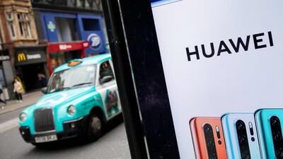 Huawei advert in London. UK telecoms operator said it discovered faults in Chinese firm's equipment. Reuters