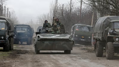 The letter "Z" on an armoured vehicle in the Donetsk enclave. Reuters