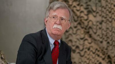 US National Security Adviser John Bolton attends a meeting with President Donald Trump and senior military leadership at Al Asad Air Base in Iraq on December 26, 2018. AP Photo