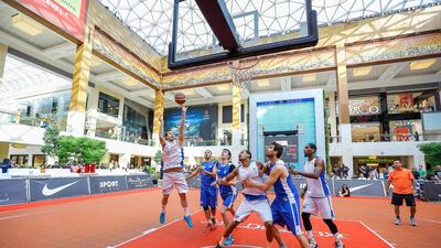 Other teams fighting for a chance to reach the series next stop, at Manila, included the Bone Collectors Dubai (white) and the 3x3 Ljubljana-Brezovica, who met in the quarter-finals. Victor Besa for The National