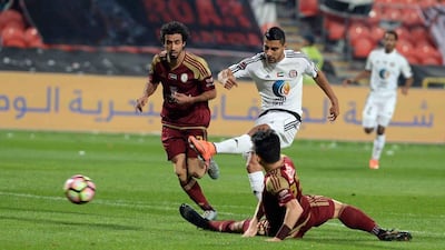Ailton Almeida, centre, the Al Jazira striker, was on target in a 5-1 win over Al Wahda at Mohammed bin Zayed Stadium, Abu Dhabi, UAE on Thursday, January 19, 2017. Courtesy Arshad Khan