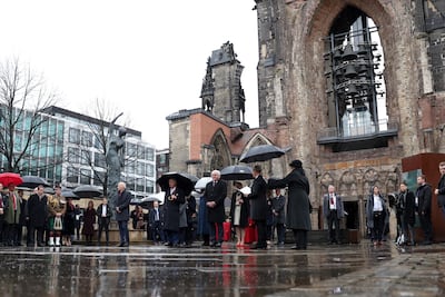 The ceremonies took place in a church left in ruins as a memorial to wartime bombing. Getty