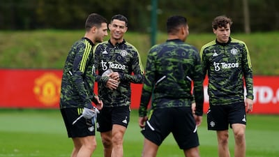 Cristiano Ronaldo trains for Manchester United's Europa League clash with Omonia. PA