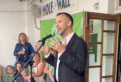 Green Party leader Zack Polanski at an event in Hastings. Thomas Harding / The National