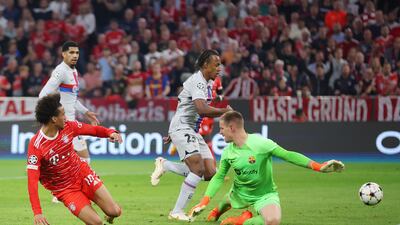 Leroy Sane scores Bayern's second goal. Getty