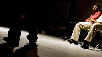 Some of the winners of the Western Union "Camp Ka Champ" competition perform at the Jam Jar gallery in Dubai's Al Quoz district.