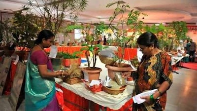 Indian women attend the Ayurvedic fair in Hyderabad. For centuries, Indian housewives have used homemade remedies.
