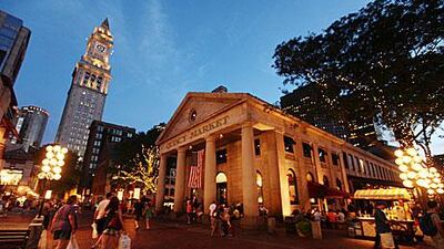 Custom House Tower and Quincy Market in Boston.