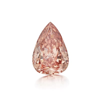 The Desert Rose, the largest fancy vivid orangey-pink diamond ever graded. Photo: Sotheby's