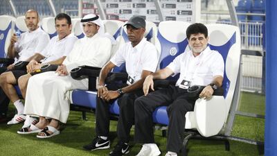 Ajman coach Abdulwahab Abdulqadir, right, says other Arabian Gulf League clubs could learn by his club's approach of showing patience with their coach during lean times. Sarah Dea / The National