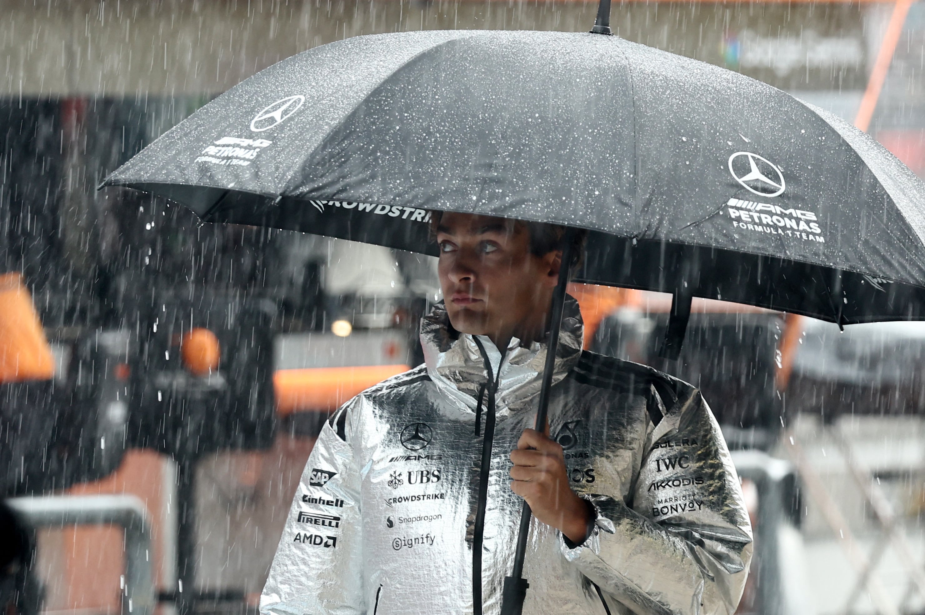 Mercedes driver George Russell before the race. Reuters