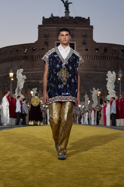 The Alta Sartoria collection took its perhaps unexpected inspiration from papal pageantry. Photo: Dolce & Gabbana