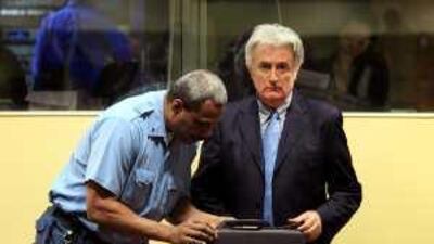 Radovan Karadzic, seen here at The Hague in March, is facing 11 counts of genocide, war crimes and crimes against humanity.