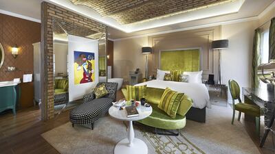 Aria Signature Room with Music Garden Balcony View Jazz Style at Aria Hotel Budapest. Courtesy Aria Hotel Budapest