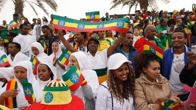 Scores of Ethiopian expats cheer on their runners in the Dubai Marathon.