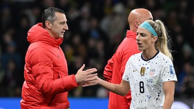 USA coach Vlatko Andonovski, left, could well lose his job after the side’s unexpectedly early exit at the Women's World Cup in Melbourne. AFP