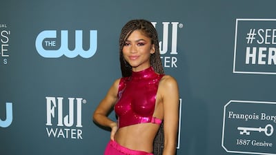Zendaya, wearing Tom Ford, arrives at the 25th annual Critics' Choice Awards on Sunday, January 12, 2020. AFP