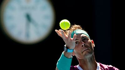 Spain's Rafael Nadal serves against Marcos Giron of the US. AFP