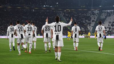 Juventus' Paulo Dybala celebrates after scoring the opening goal. Getty Images