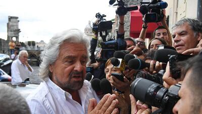 Beppe Grillo once dismissed concerns about the Morandi bridge collapsing as a "fairytale" but has made a hasty retreat. Ansa via AP