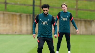 Mohamed Salah during training at the AXA Training Centre. PA