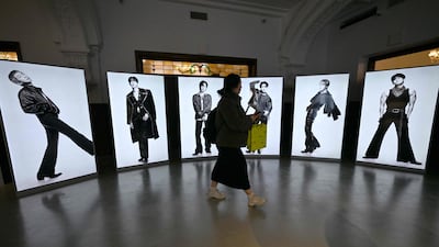 A BTS pop-up shop in Seoul, promoting the K-pop megastars' new album, as buzz builds ahead of their open-air comeback concert in the South Korean capital. AFP
