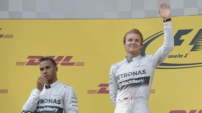 Nico Rosberg, right, admits things are still tense, and at times worse, between himself and teammate Lewis Hamilton, and that the situation has made things difficult for Mercedes GP executives Toto Wolff and Niki Lauda. Christof Stache / AFP