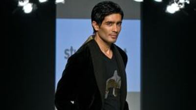The designer Manish Malhotra opens his show at Dubai Fashion Week last month.