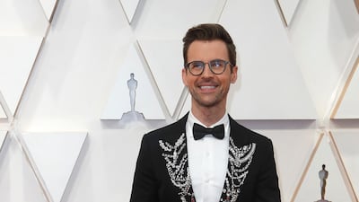 Brad Goreski, wearing Alexander McQueen, arrives at the Oscars on Sunday, February 9, 2020, at the Dolby Theatre in Los Angeles. Reuters