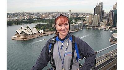 Melissa Duane atop the Sydney Harbour Bridge.