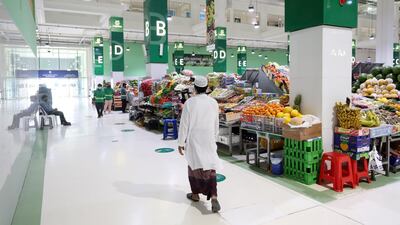 Fruit and vegetable stalls at Deira Waterfront Market in Dubai