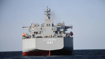 The warship Makran in the Gulf of Oman. EPA