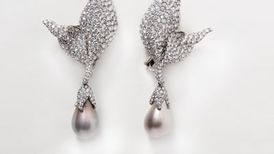 Leaves earrings, with drop natural saltwater pearls from the Gulf