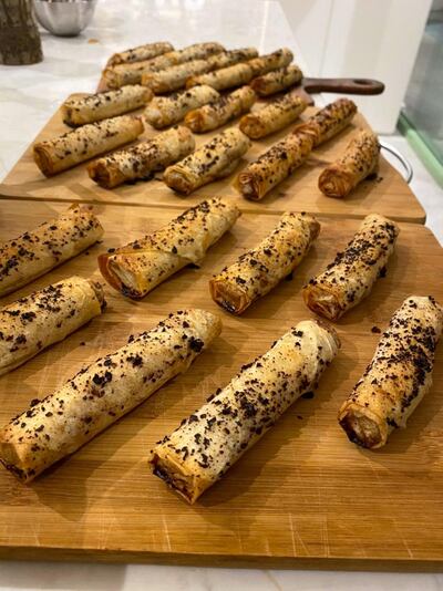 Individual musakhan rolls for guests at a zero-waste iftar. Courtesy Chef Halawa
