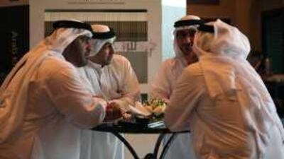 From left, Ahmad Mohammed, Mohammed Abdullah, Saood Ahli and Mahmood Abdullah, at the Arab Strategy Forum in Dubai.