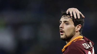 Roma's Mattia Destro reacts during their draw against Inter Milan. Giampiero Sposito / Reuters