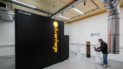A D-Wave Systems Advantage quantum computer, the first such system with a processor of over 5,000 qubits to operate outside North America, at the Forschungszentrum Julich research centre, in January 2022 in Julich, Germany. Getty Images