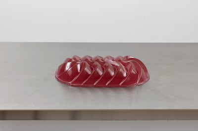 Familiar references such as bedding and jello are reimagined as soft-looking sculptural works. Photo: Iris Projects