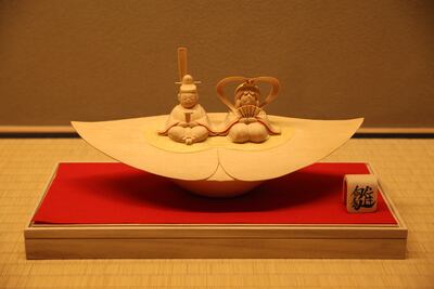 The art exhibition Japan Tide at Art Hub Dubai features works including Hina dolls by Shuji Ohno (pictured). Art Hub Dubai