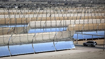 The Shams1 solar power plant near the Madinat Zayed in Western Region. Sand could be the key to get more efficient solar power, claim Masdar scientists. Silvia Razgova / The National