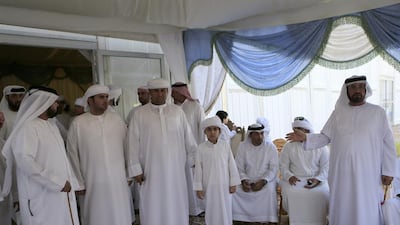 Relatives and friends receive condolences for Buti Ayel al Ahbabdi in Al Ain. Ravindranath K / The National