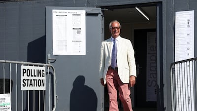 Nigel Farage leaves a polling station in Walton-on-the-Naze, Essex, after voting. He did not attend the results declaration. Reuters