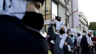 A small group of Jordanians protest against the French caricatures of Muslim's Prophet Muhammad in the area of the French embassy in Amman, Jordan. EPA