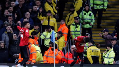 Manchester United's Jesse Lingard after Fred is hit by a lighter. Reuters