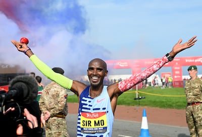 Mo Farah after finishing fourth in the Great North Run 2023 - his final race. Getty Images