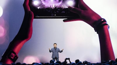 Taemoon Roh, head of mobile for Samsung Electronics Co, speaks during the Samsung Unpacked product launch. Bloomberg